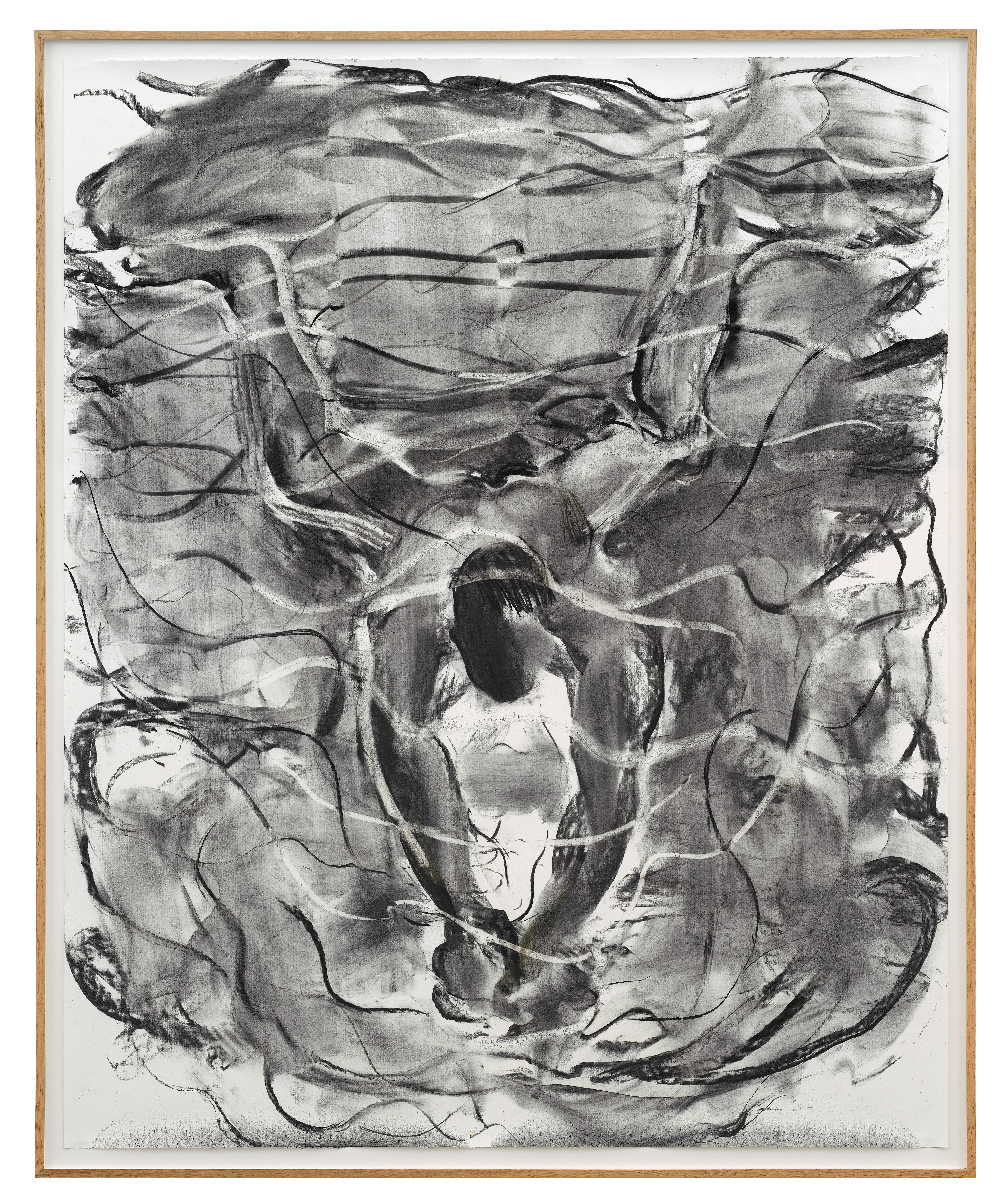 Transmission, 195x160 cm, charcoal on paper, 2025 (Close Up)