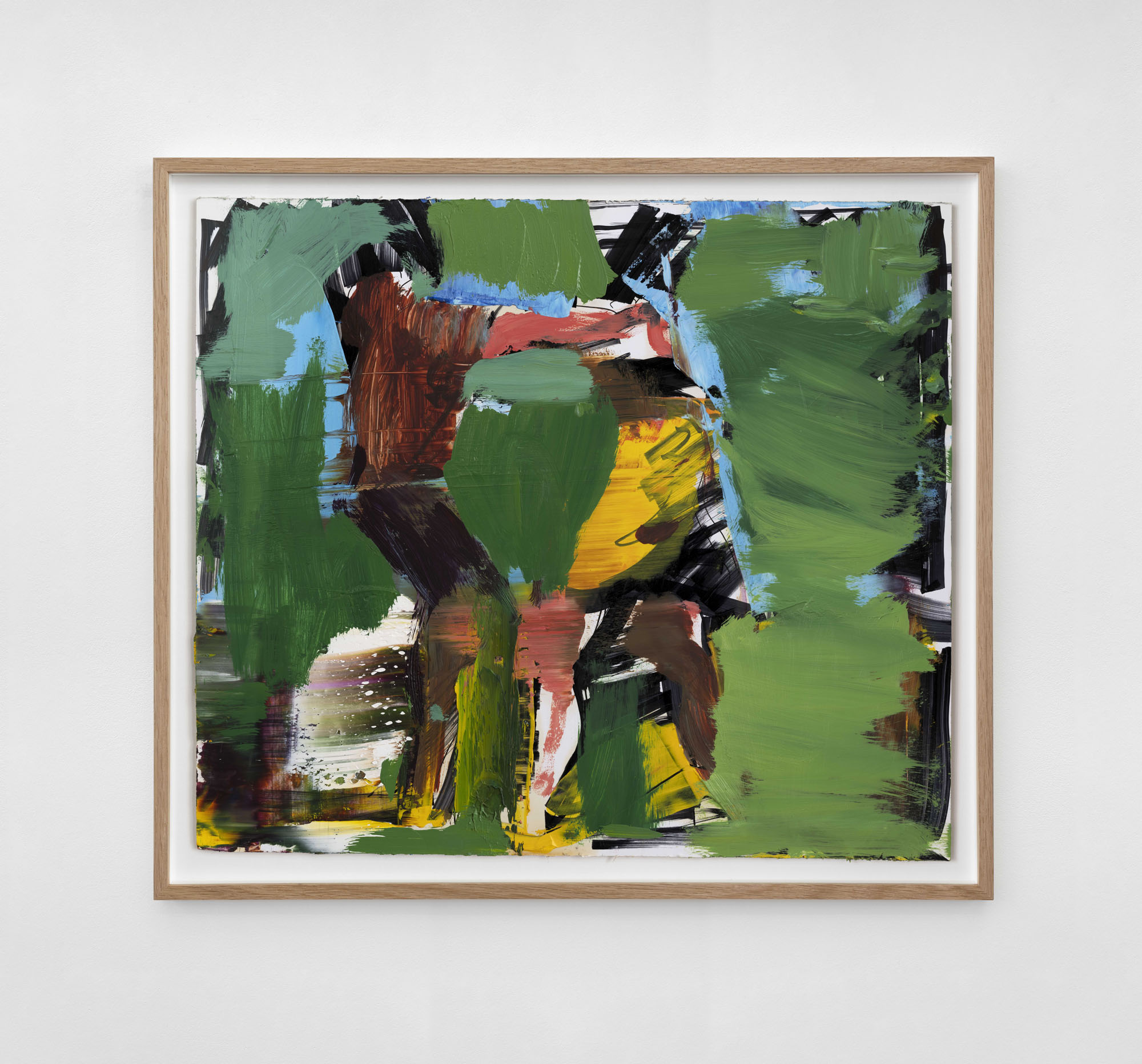 The Hug, 56x49 cm, oil colour and black marker on glossy paper, 2024