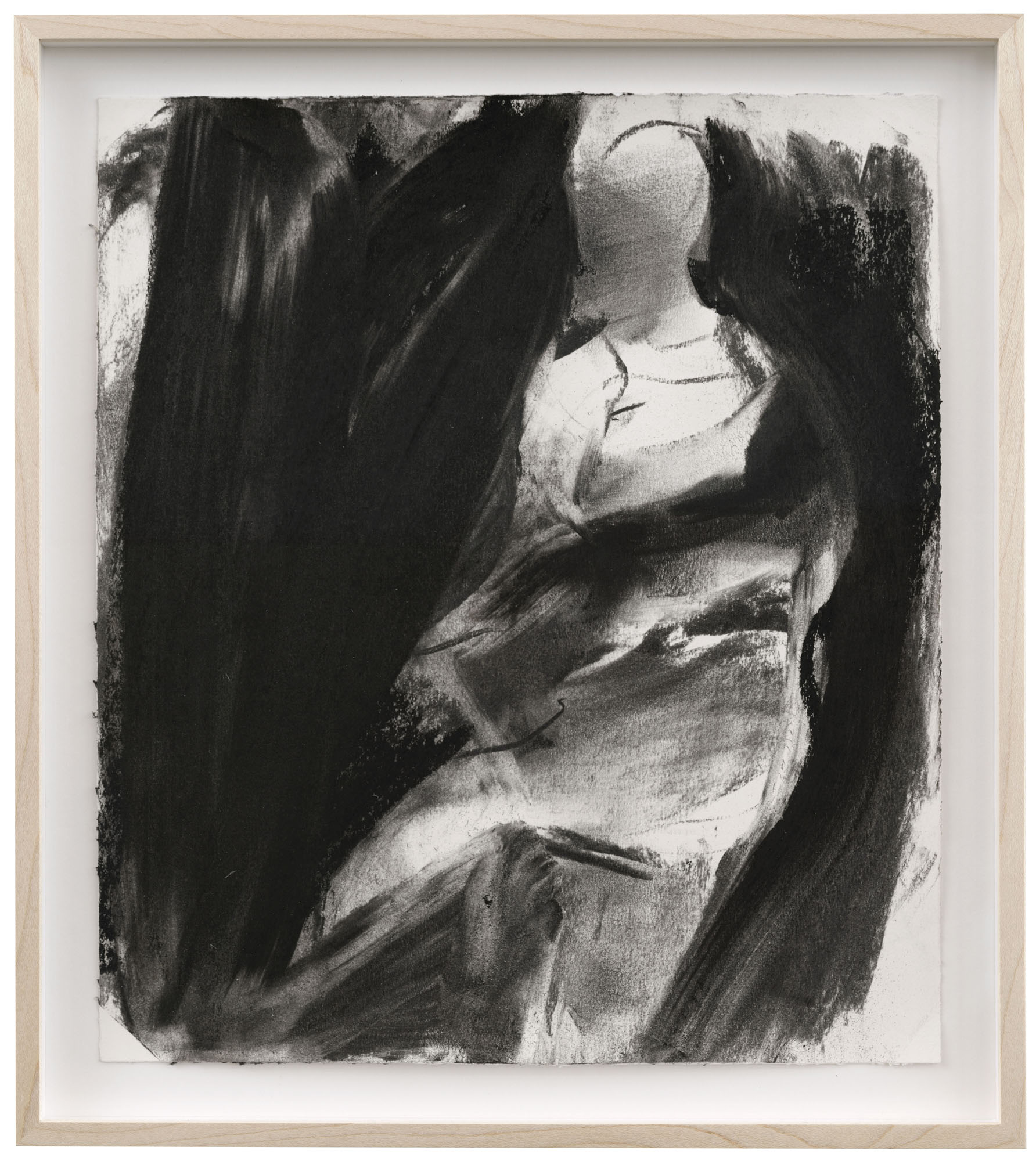 Persona IV Free In Her Capsule, 36x32 cm, charcoal on paper, 2022